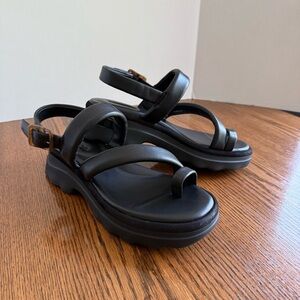 Vince Womens Platform Ankle Strap Sandals Black Padded Straps Size 9 Goth, Y2K